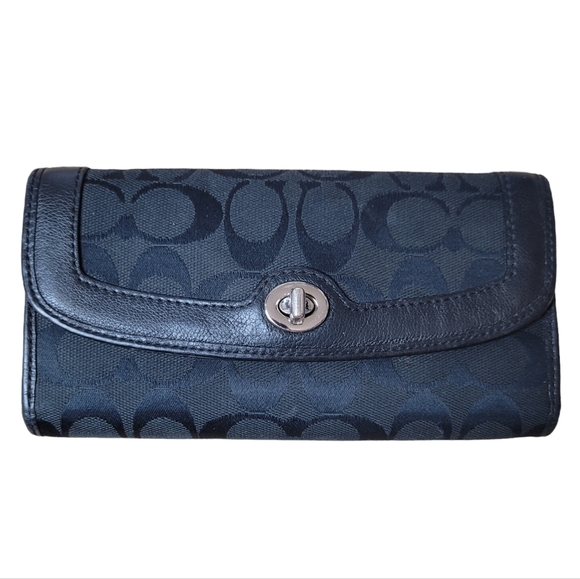 COACH Logo Canvas and Leather Wallet - Picture 1 of 7